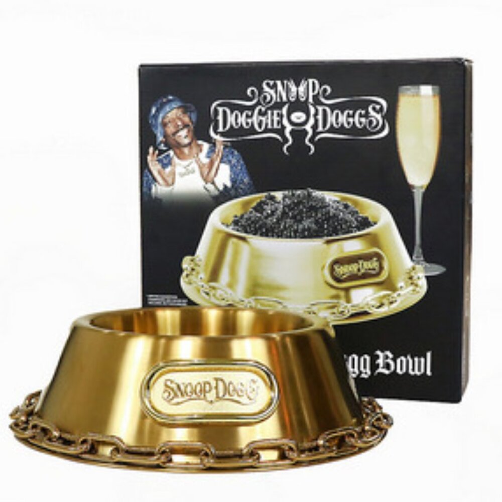 NWT~Snoop Doggie Doggs' Off The Chain Deluxe Gold SS Dog Bowl (5 Cups, 42 FL OZ)